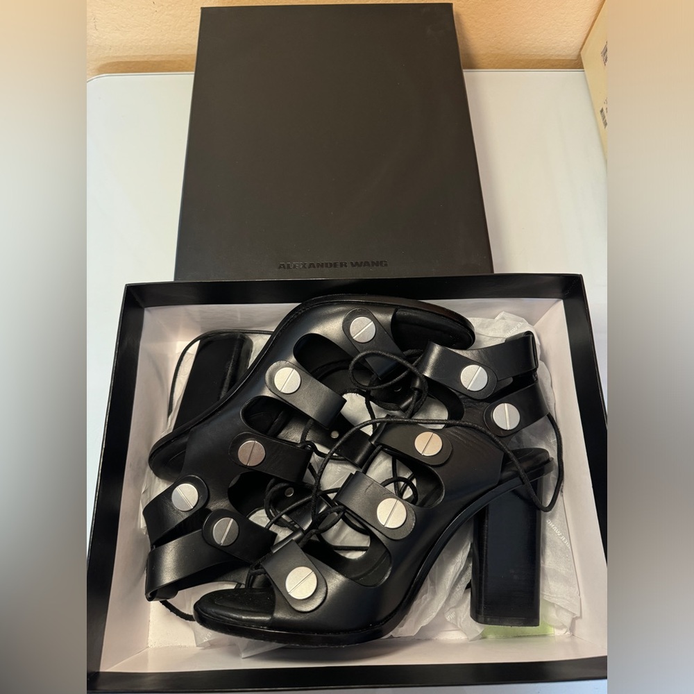 Alexander Wang Ilse Black Lace Up Heels Size 40 Women As Seen on Kim Kardashian